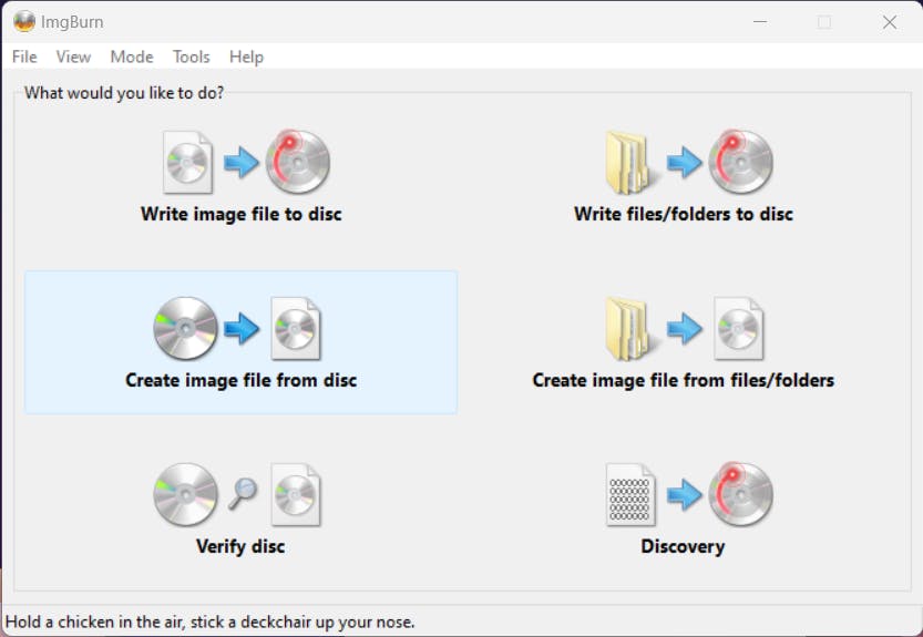 Met ImgBurn maak je zowel een image van een schijf als omgekeerd.