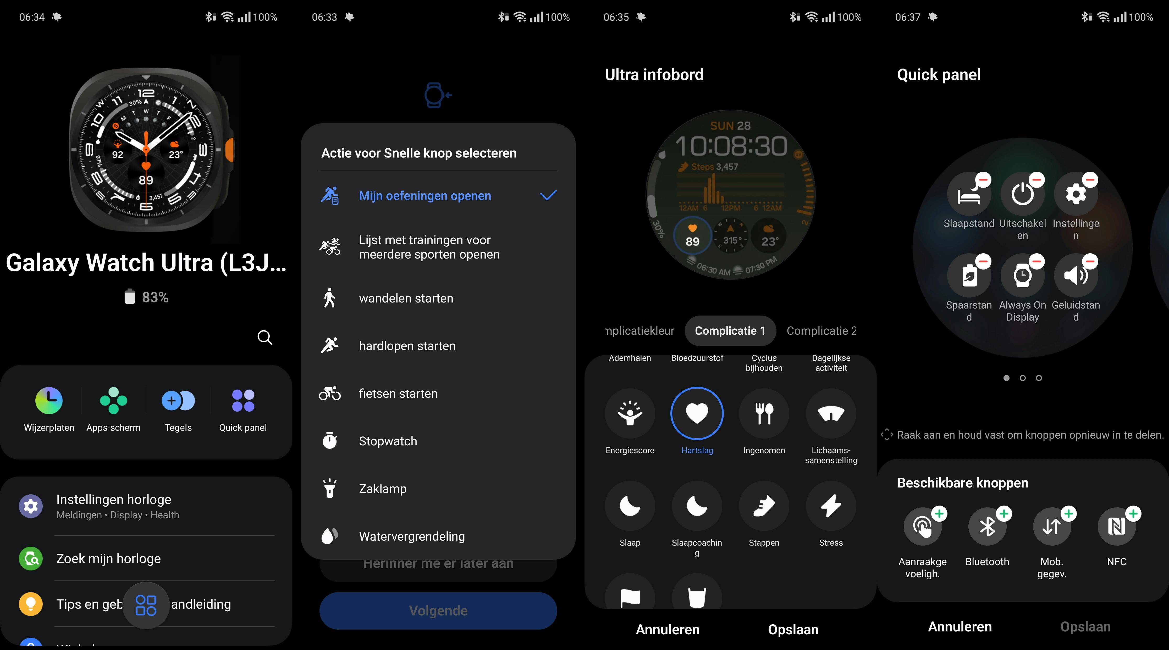 Veel functies en visuele elementen van het horloge zijn naar eigen smaak aan te passen.