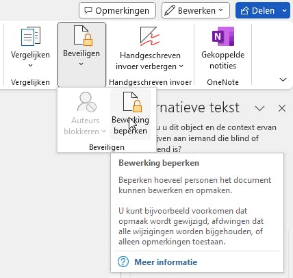 Bij documenten die je deelt, kun je de bewerkingen beperken.