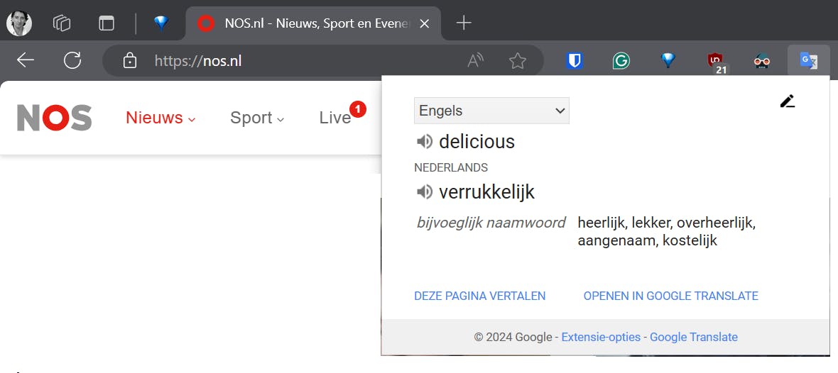 Snel woorden vertalen met de browserextensie van Google Translate.