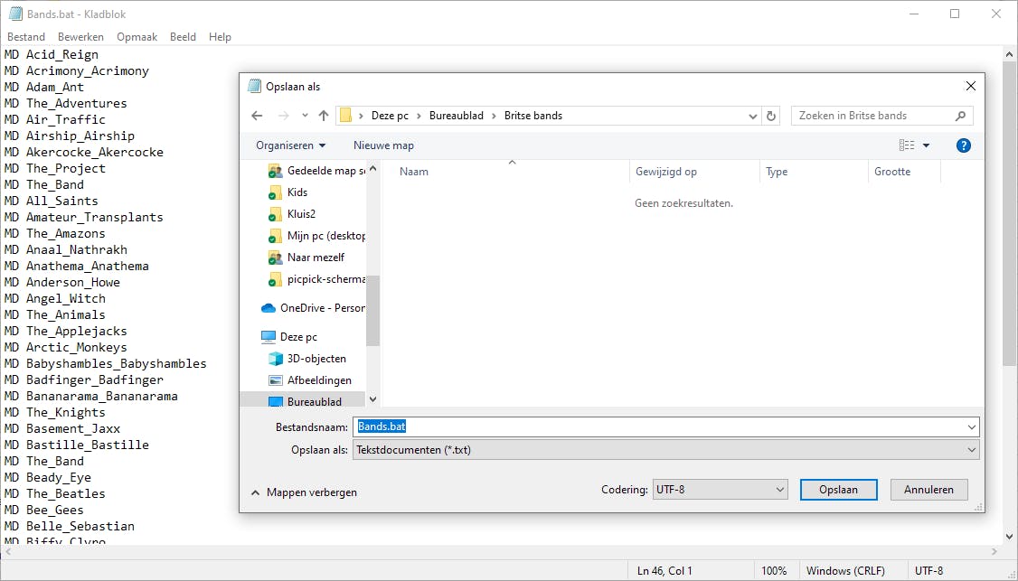 Sla het batch-bestand op met de extensie .bat.