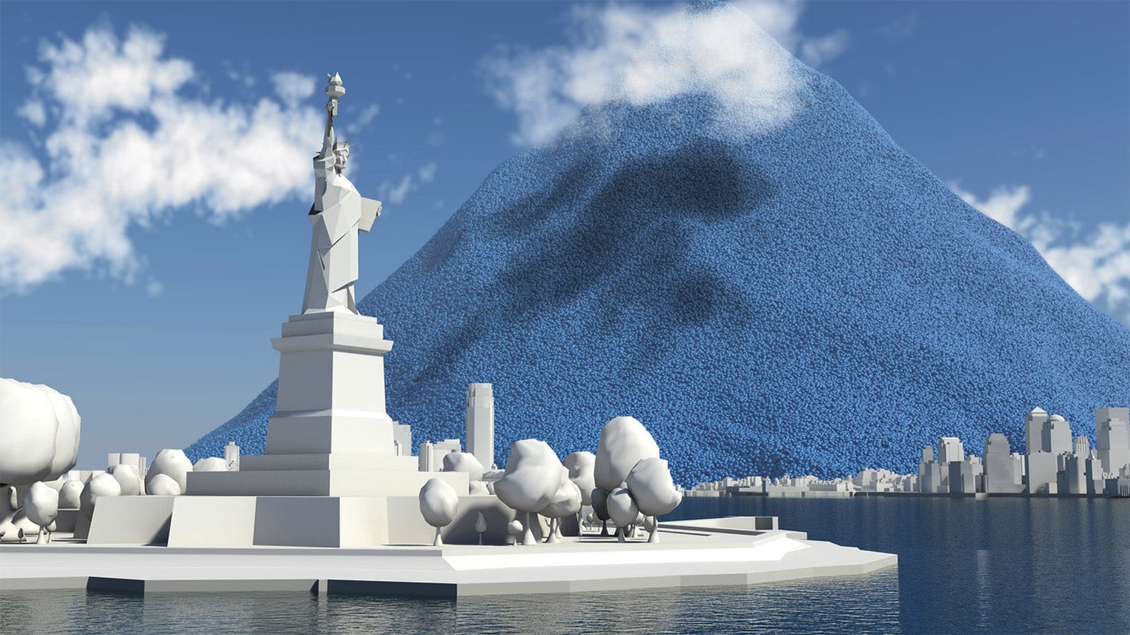 Visualisatie van één dag CO₂-uitstoot bekeken vanuit New York.