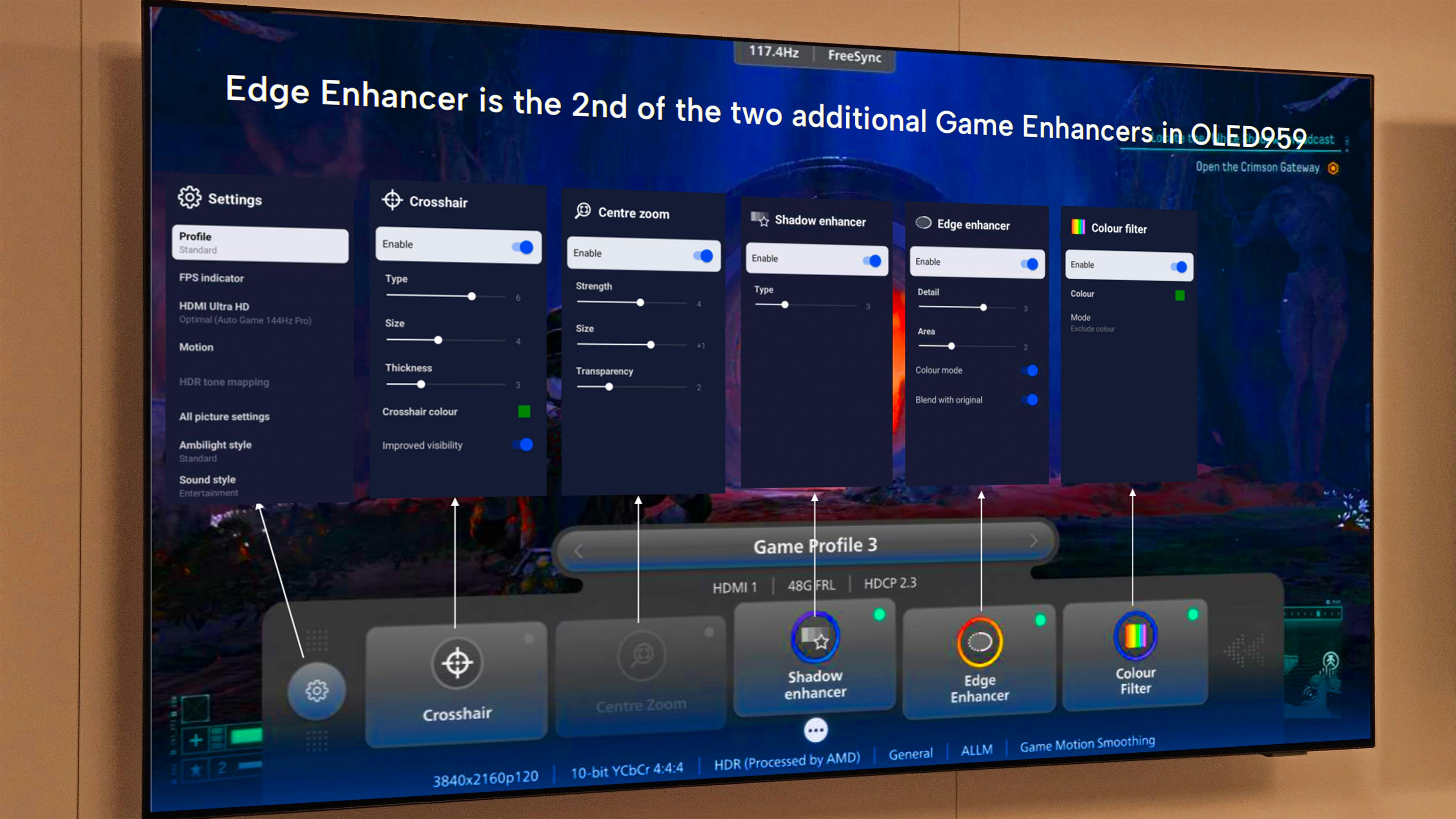De Game Bar die je in de OLED+959-serie zult aantreffen.