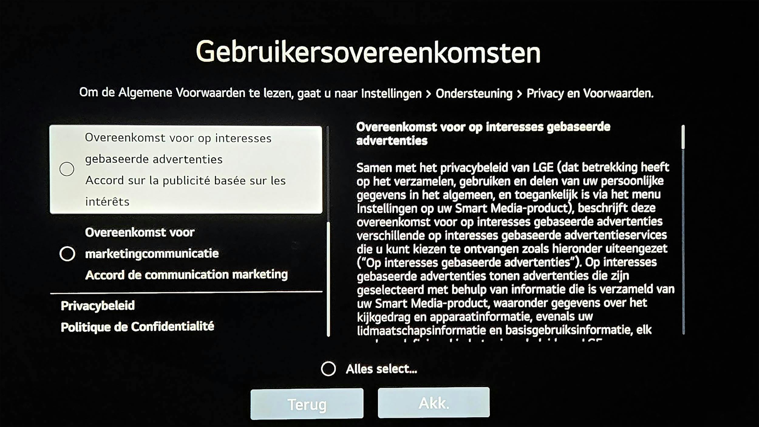 LG reclame uitzetten