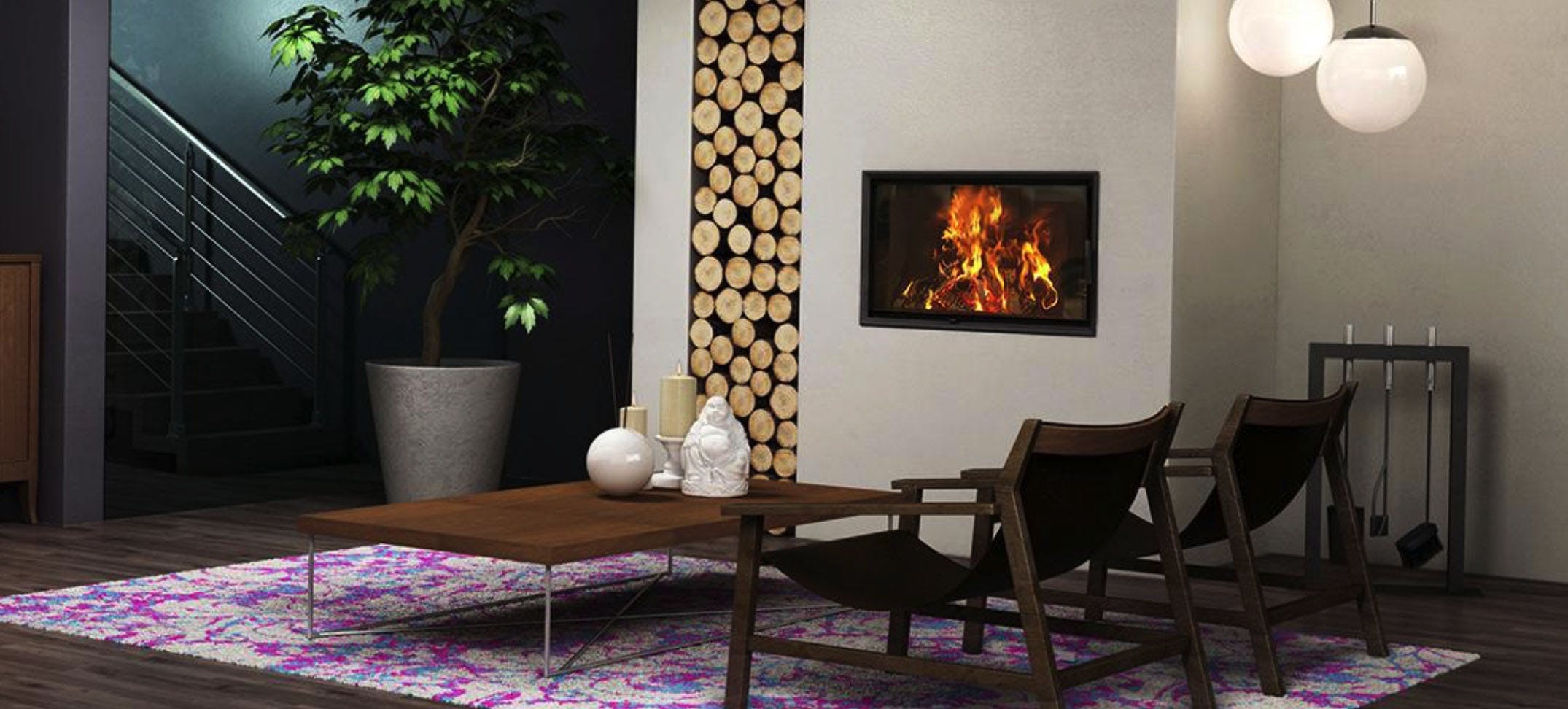 De cv-houtkachel verwarmt de kamer waarin hij is opgesteld en de centrale verwarming.