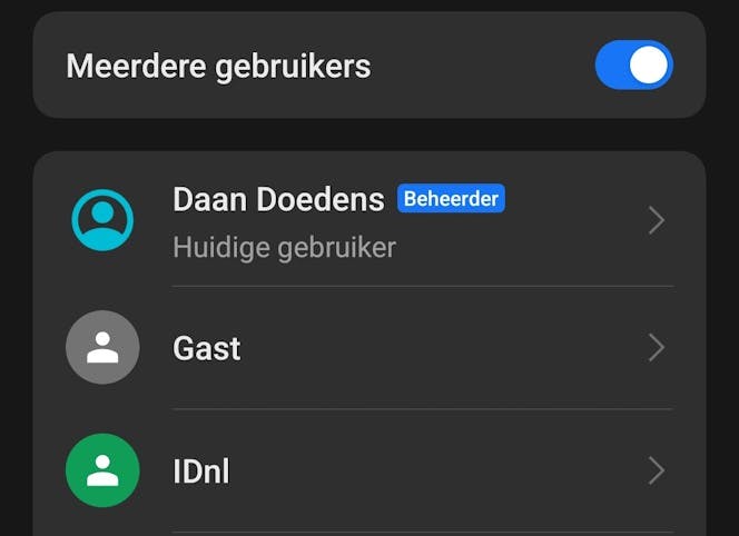 Ook accounts verwijderen doe je met een paar tikken.