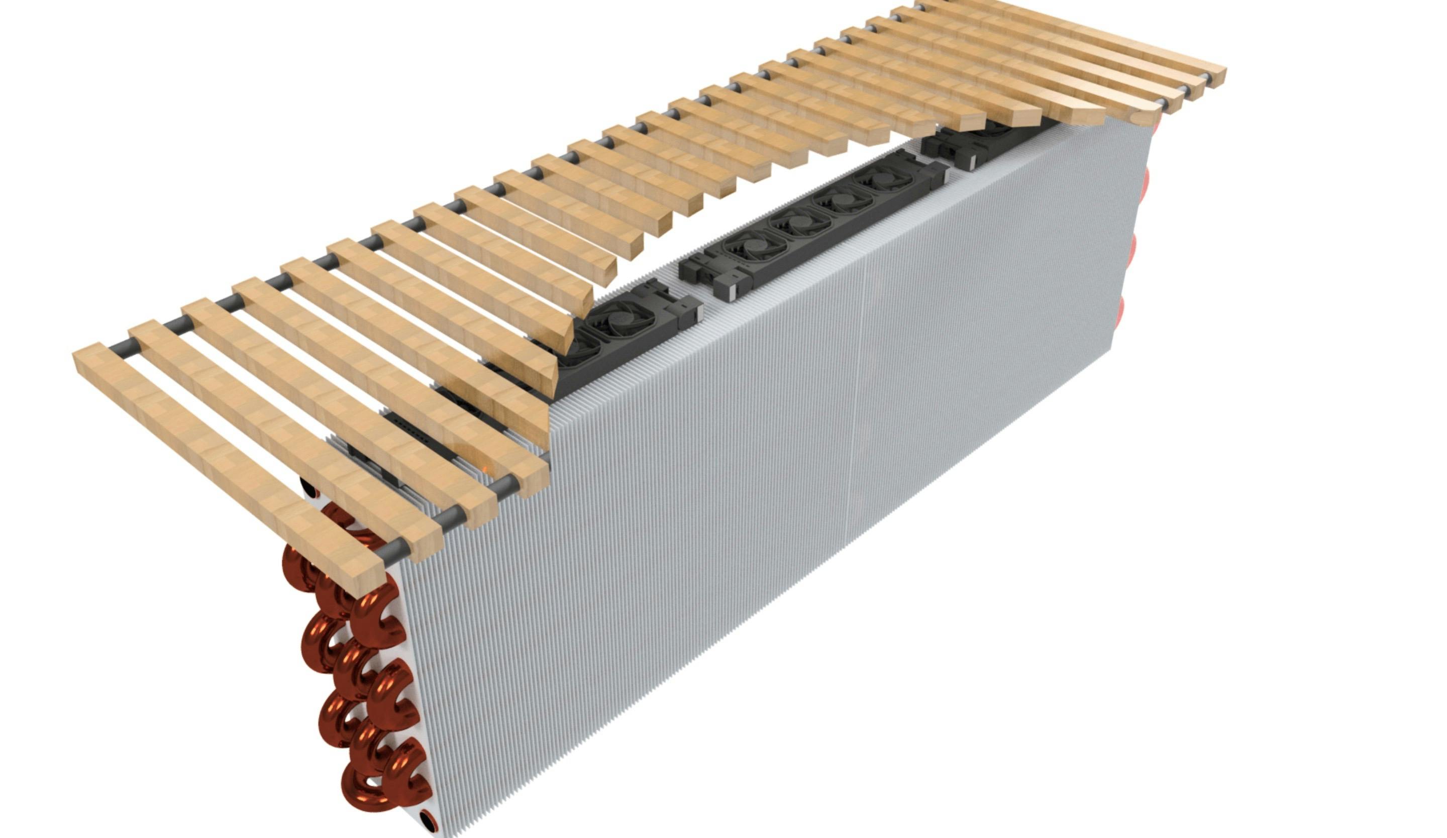 Bij convectoren worden de boosters bovenaan geplaatst.