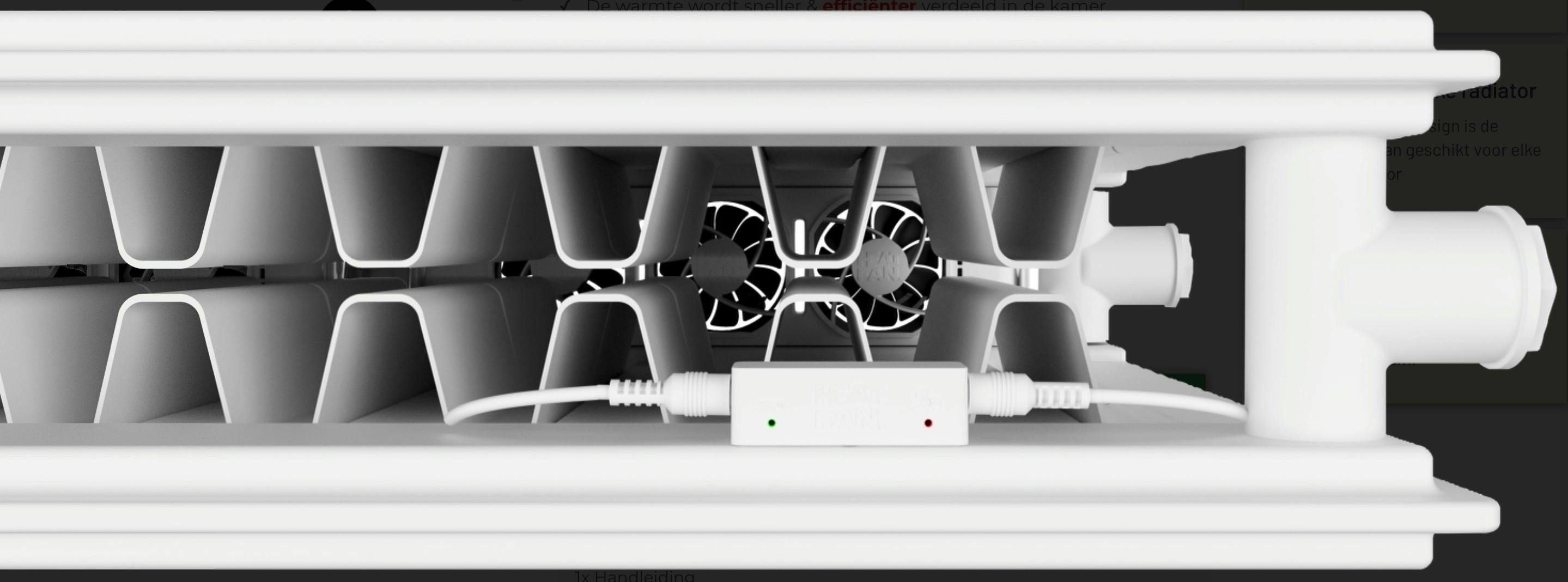 De lampjes geven aan wanneer de booster draait.