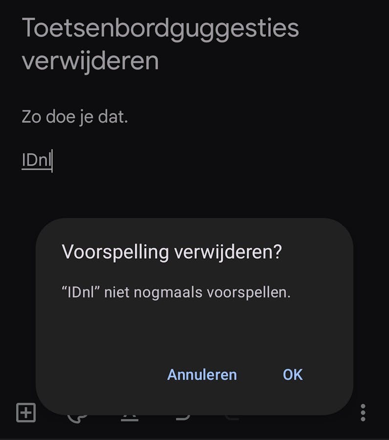 Ook in externe toetsenbord-apps krijg je vaak de mogelijkheid suggesties te verwijderen.