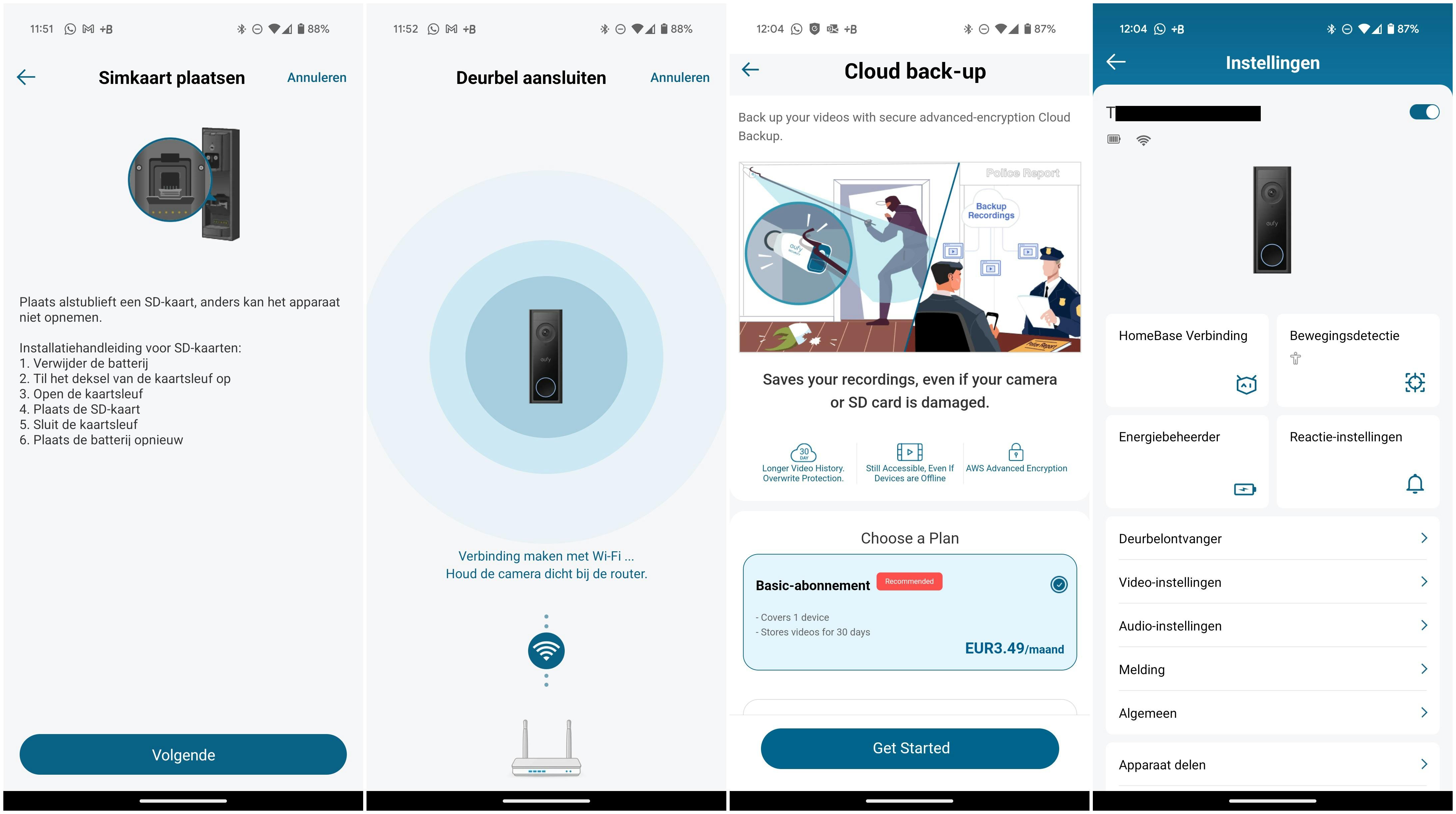 De app van Eufy werkt naar behoren