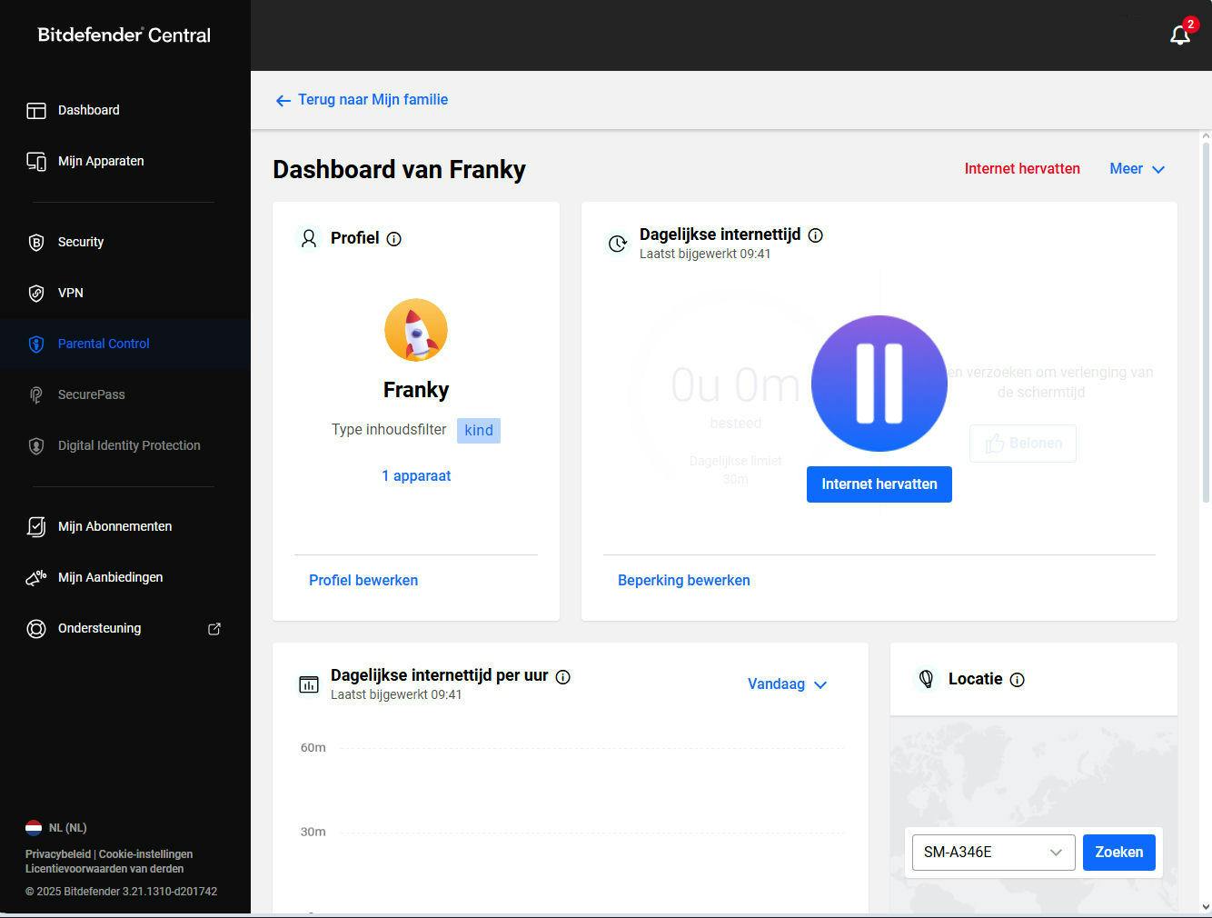 Kindprofielen kun je eenvoudig hier in Bitdefender installeren.