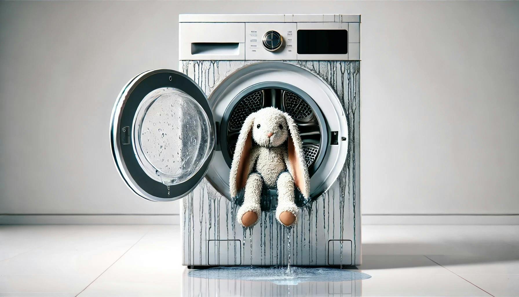 Nat konijn in wasmachine