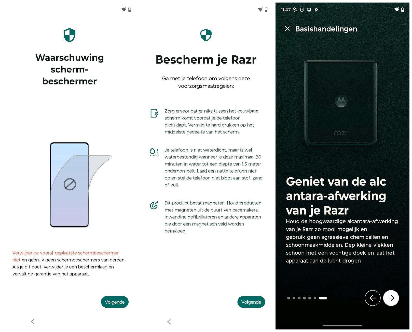 Motorola geeft adviezen om de smartphone niet te beschadigen.