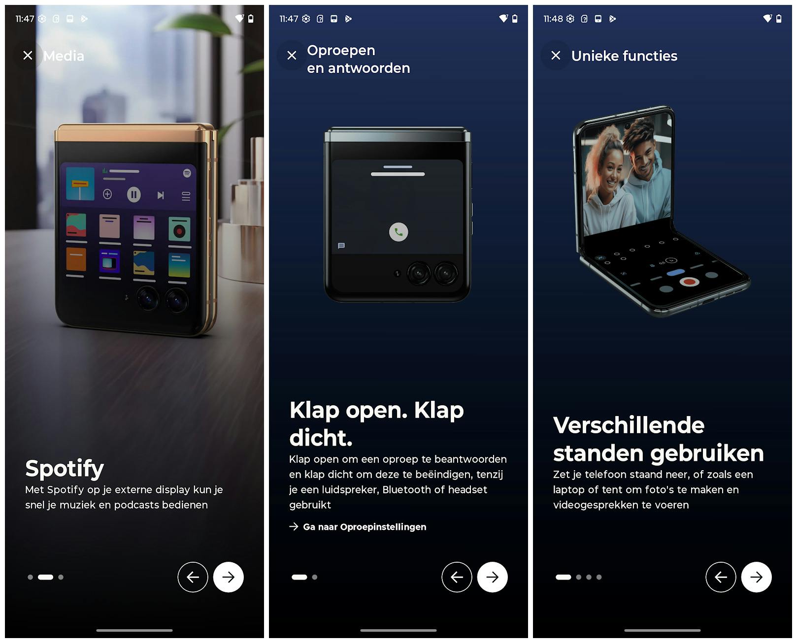 Verschillende functies om het buitenste scherm te benutten.