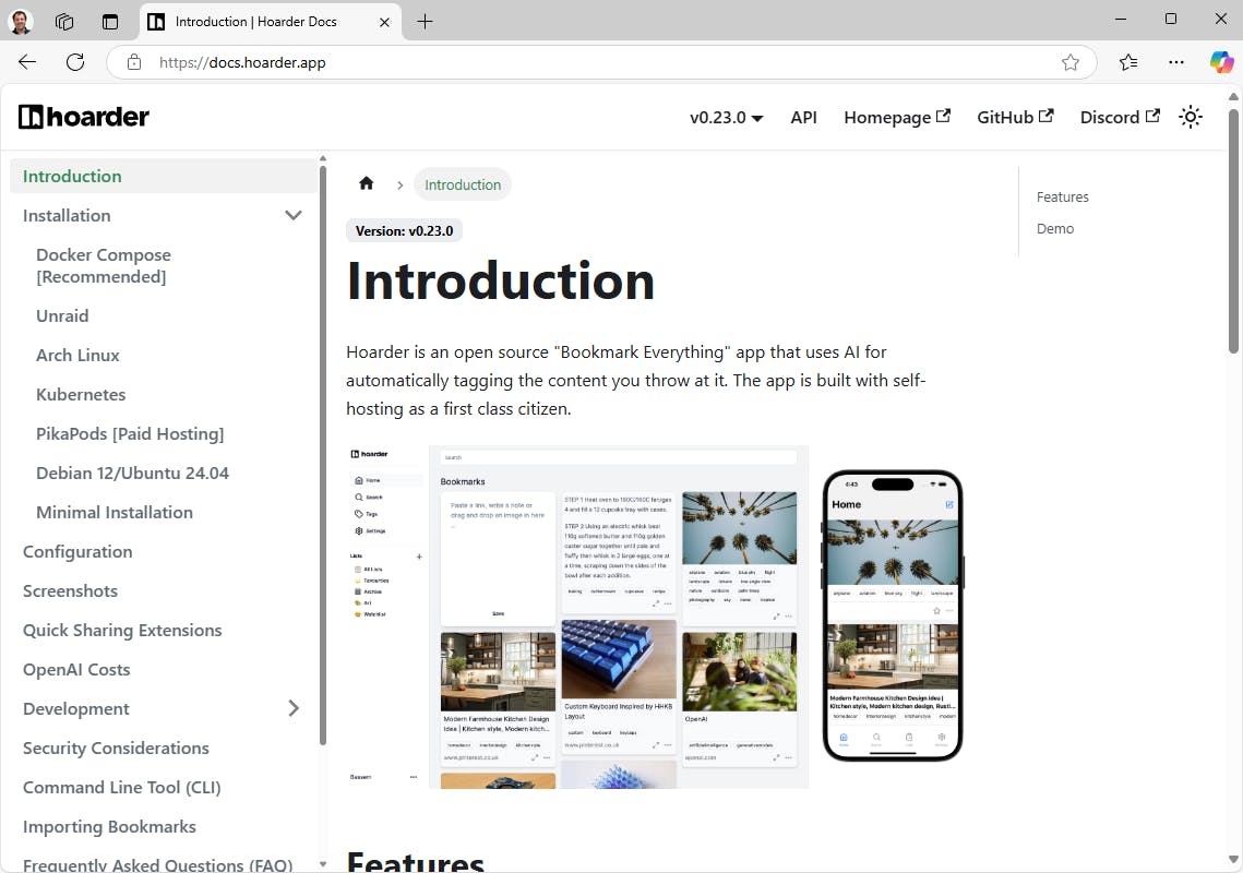 In de documentatie vind je diverse installatiemethoden voor Hoarder.