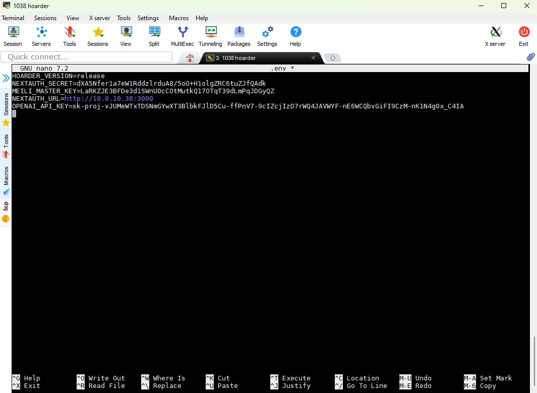 Via een bestand kun je enkele omgevingsvariabelen opgeven voor Hoarder.