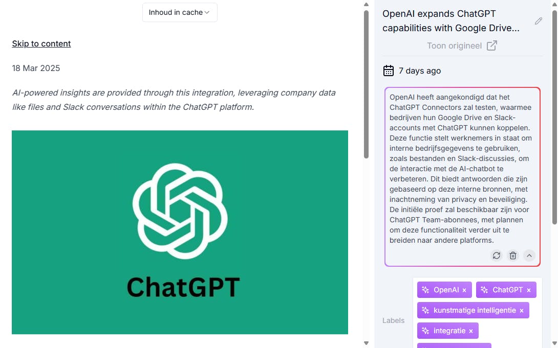 Met de hulp van OpenAI kun je een automatische samenvatting maken.