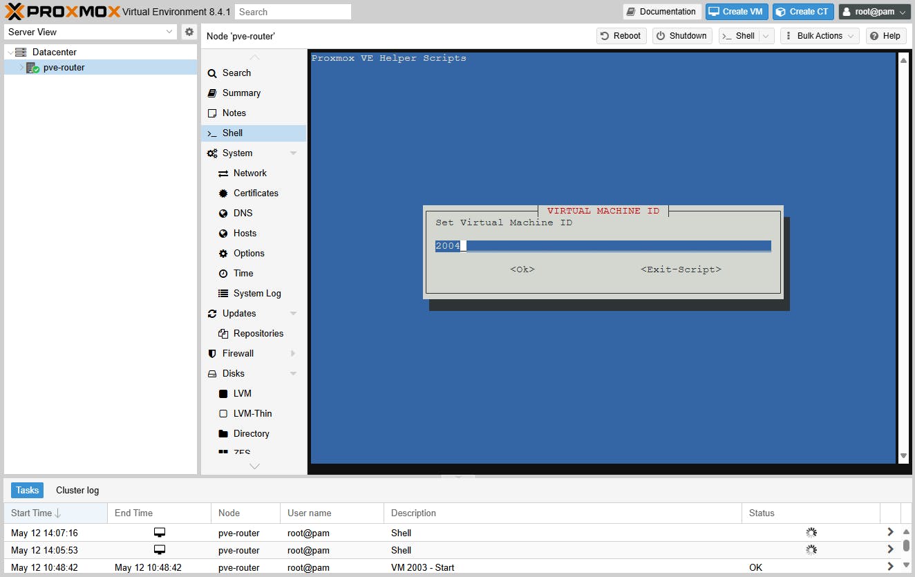 In Proxmox VE kun je een script gebruiken voor de installatie.
