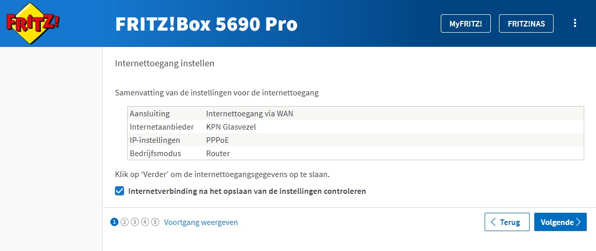 Voor de installatie van een FRITZ!Box doorloop je eenvoudig enkele menu's in de wizard.