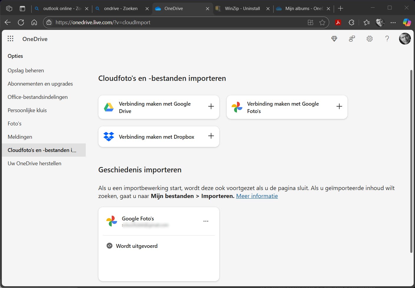 We importeren de foto's en filmpjes van Google Foto's.