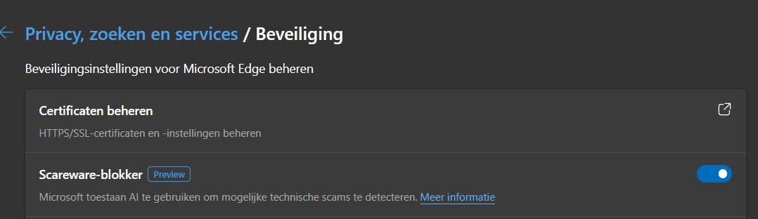 Schakel zeker de Scareware-blokker in.