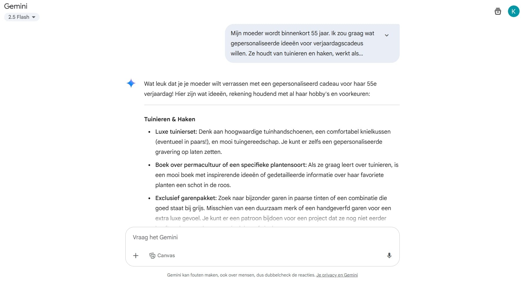 Een geschikt verjaardagscadeau laten bedenken: nog steeds een van de populairste toepassingen van AI-chatbots.