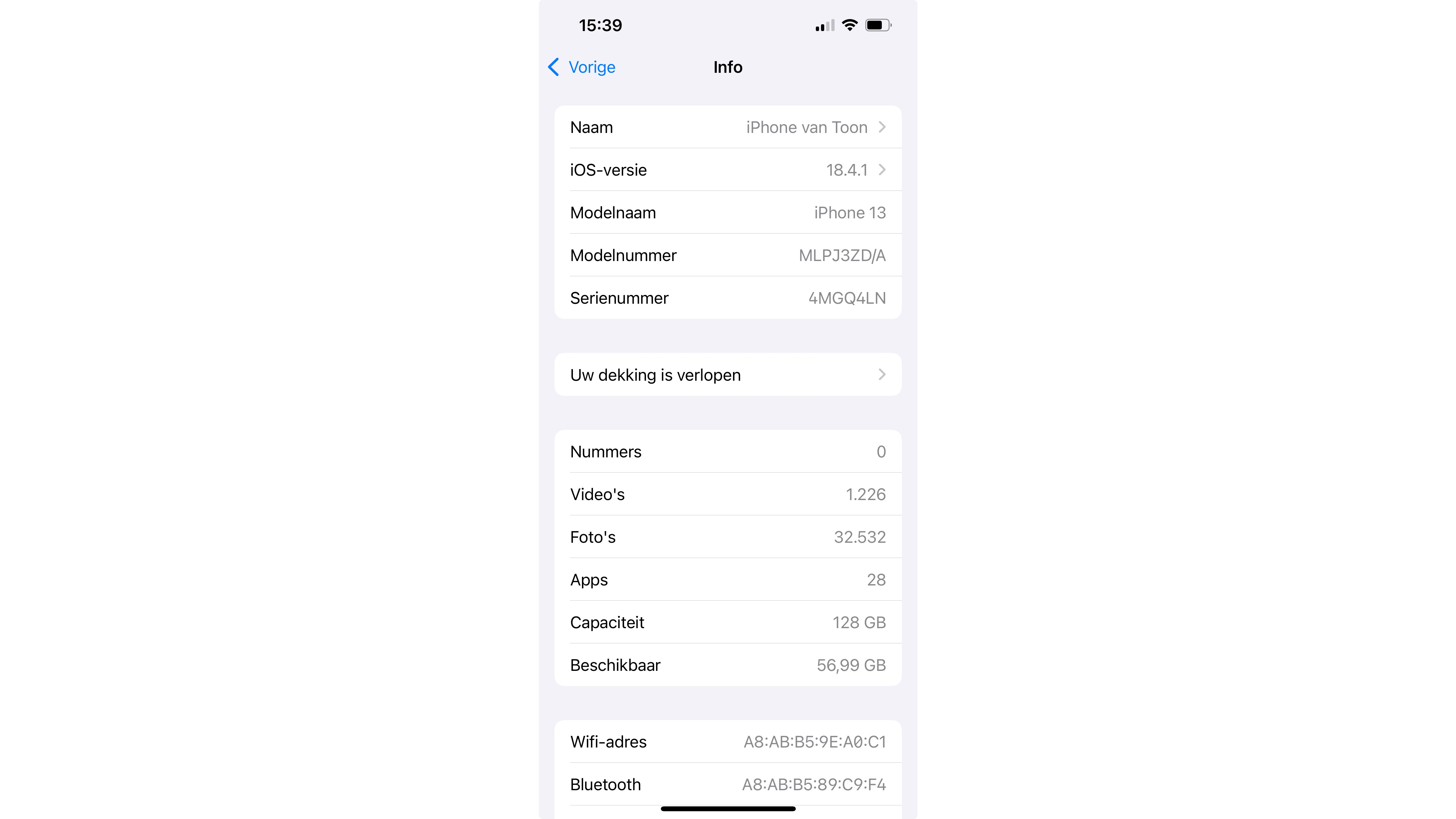 iOS-versie 18.4.1: dat zit goed.
