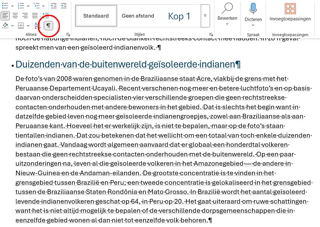 Met de knop Alles weergeven haal je de verborgen tekst tijdelijk terug naar boven.