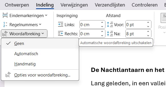 Kies je voor de optie Geen, dan kun je nog wel handmatig afbreken.