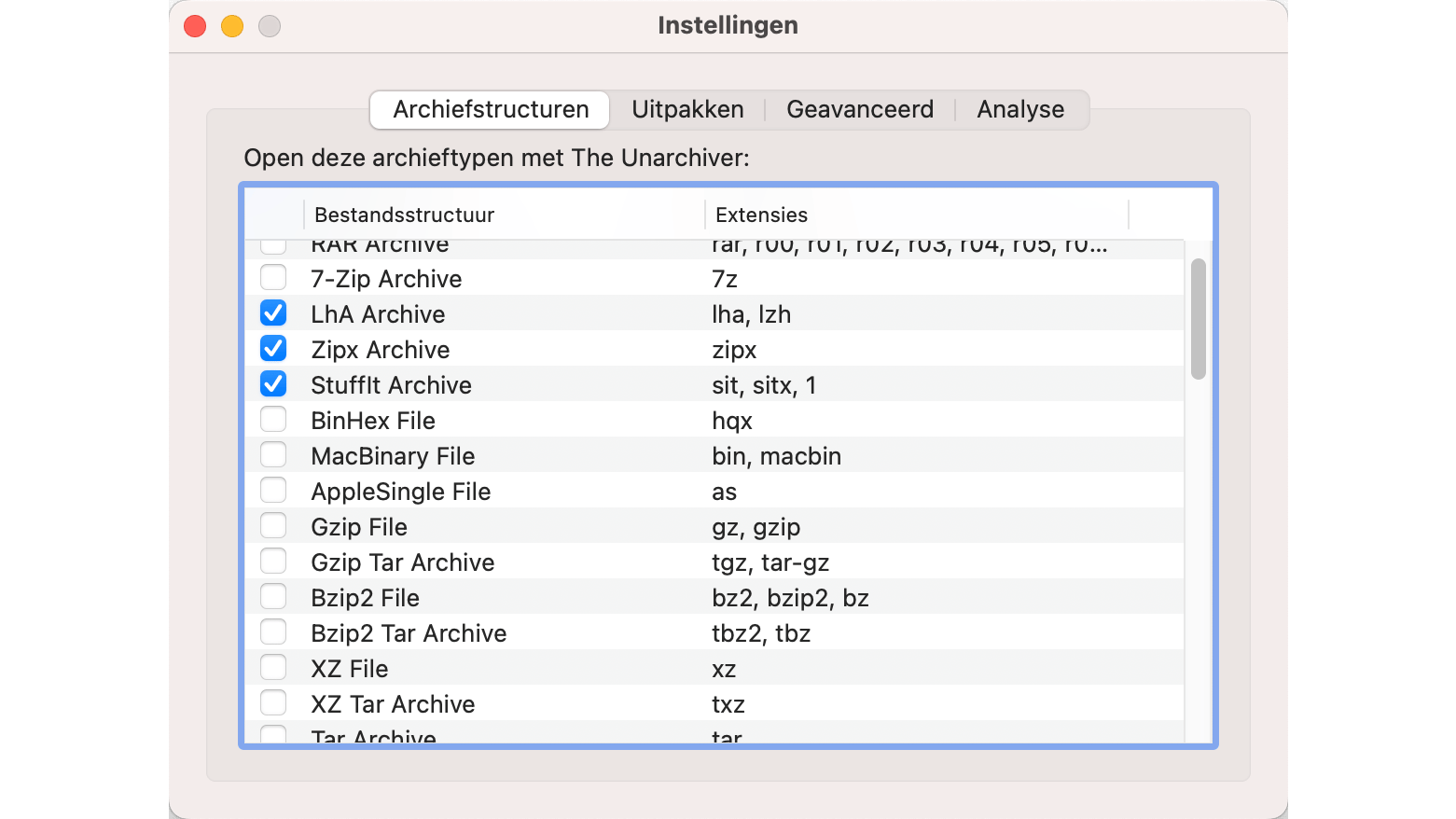 Pak elk bestand uit met The Unarchiver.