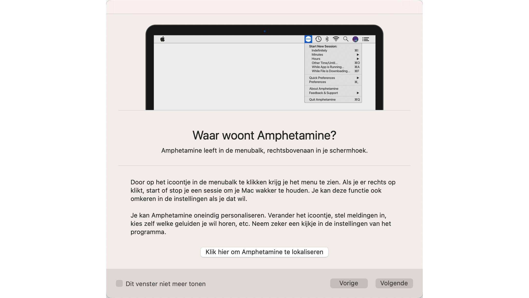 Amphetamine nestelt zich in je menubar.