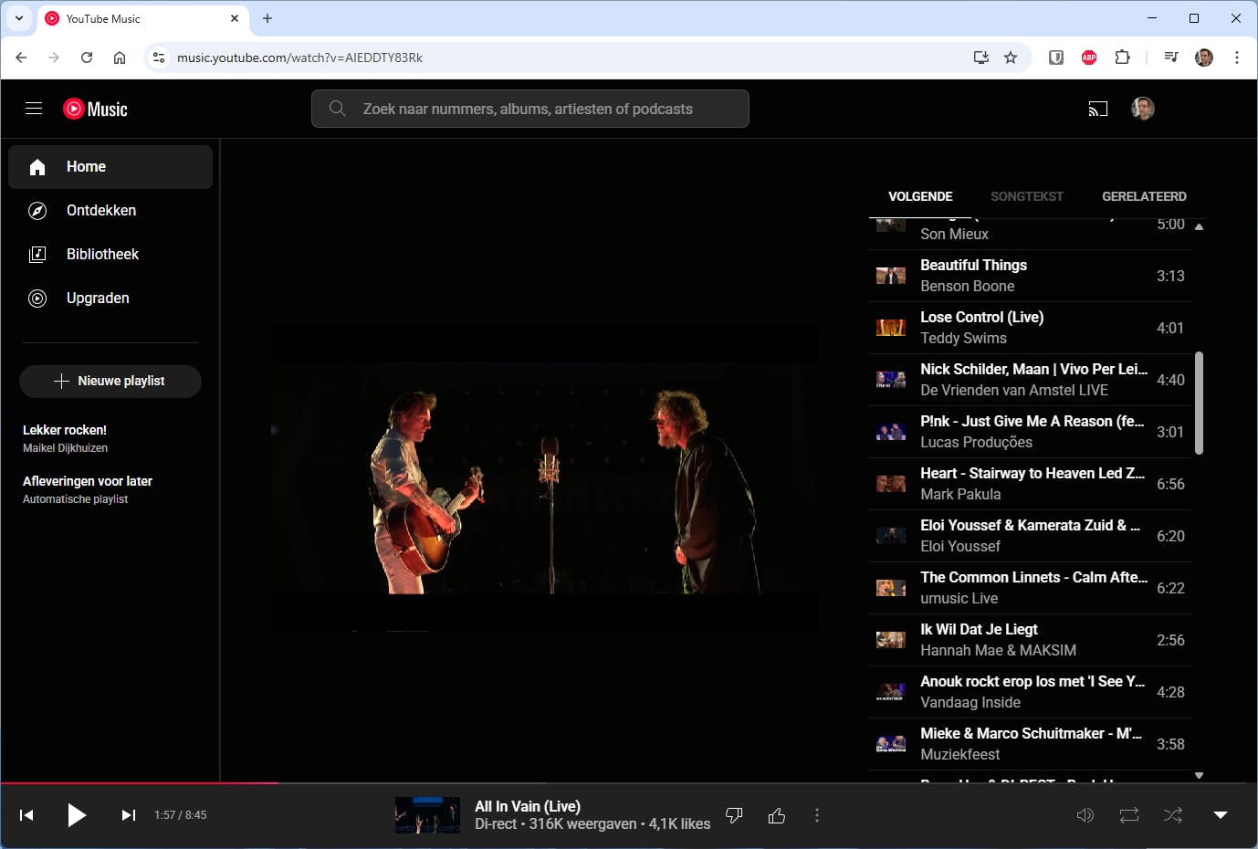 Liefhebbers van livemuziek zijn bij YouTube Music aan het juiste adres.
