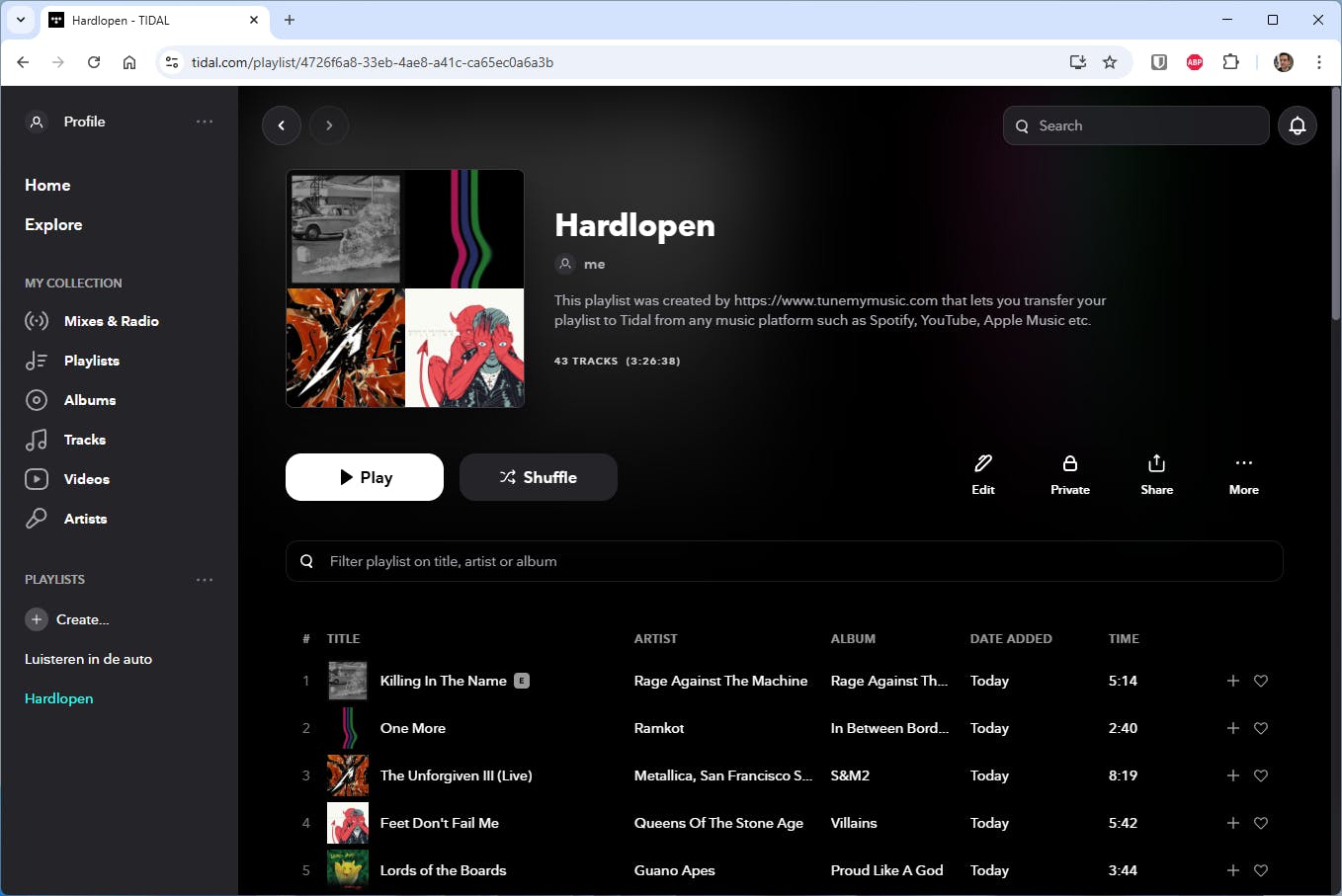 Het overzetten van muziekgegevens naar een andere aanbieder werkt snel en goed!