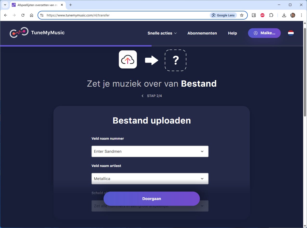 Kopieer favoriete nummers van een lokale afspeellijst naar een zelfgekozen muziekdienst.