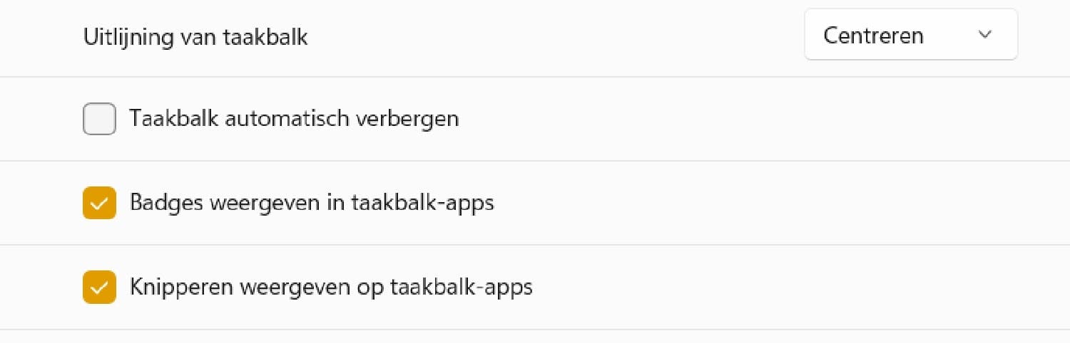 De badges vragen je aandacht in de taakbalk.