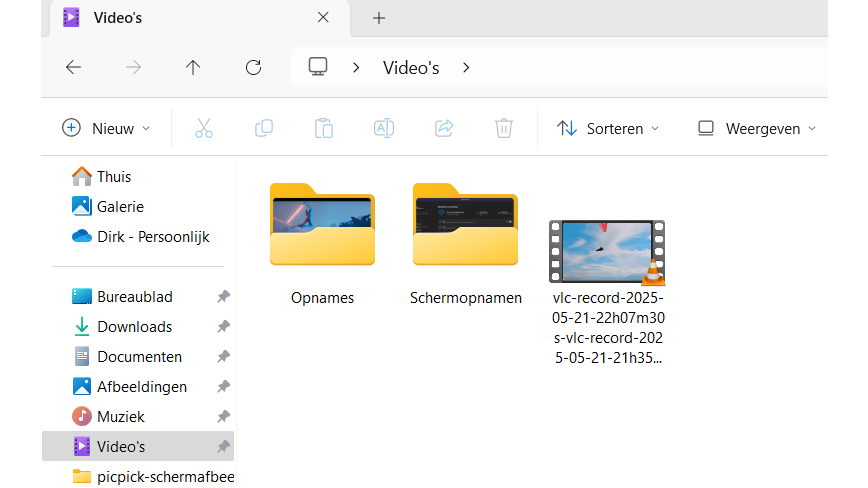 In de map Video’s staat het ingekorte filmpje.