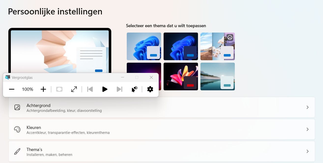 Met het vergrootglas kun je tijdelijk inzoomen, ook als de app zelf dat niet meteen toelaat.