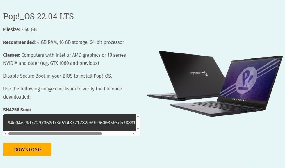 Download het juiste image voor jouw computer.