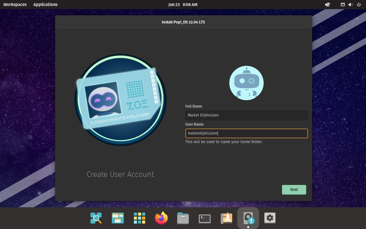 Je maakt in het installatiemenu meteen een account aan.