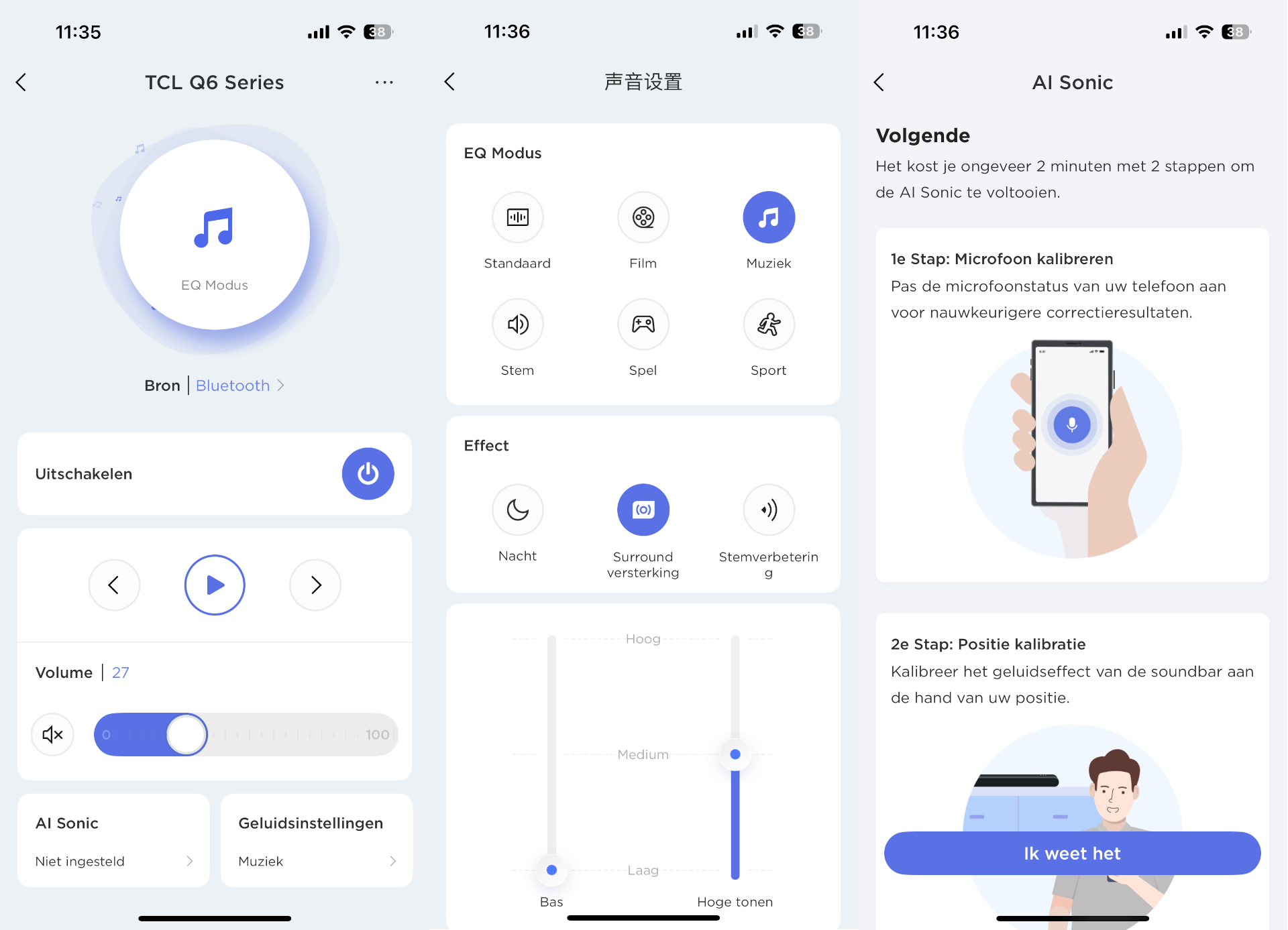 Geluidsinstellingen soundbar aanpassen in app
