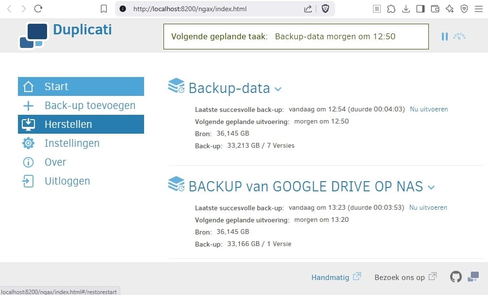 Duplicati is een veelzijdige back-uptool met een overzichtelijke webinterface.