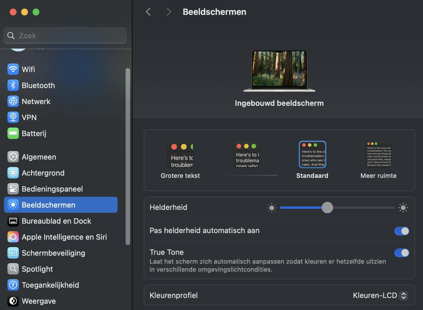 Als je letters en vensters vaak te klein of te groot vindt, kun je de algehele schermresolutie aanpassen.