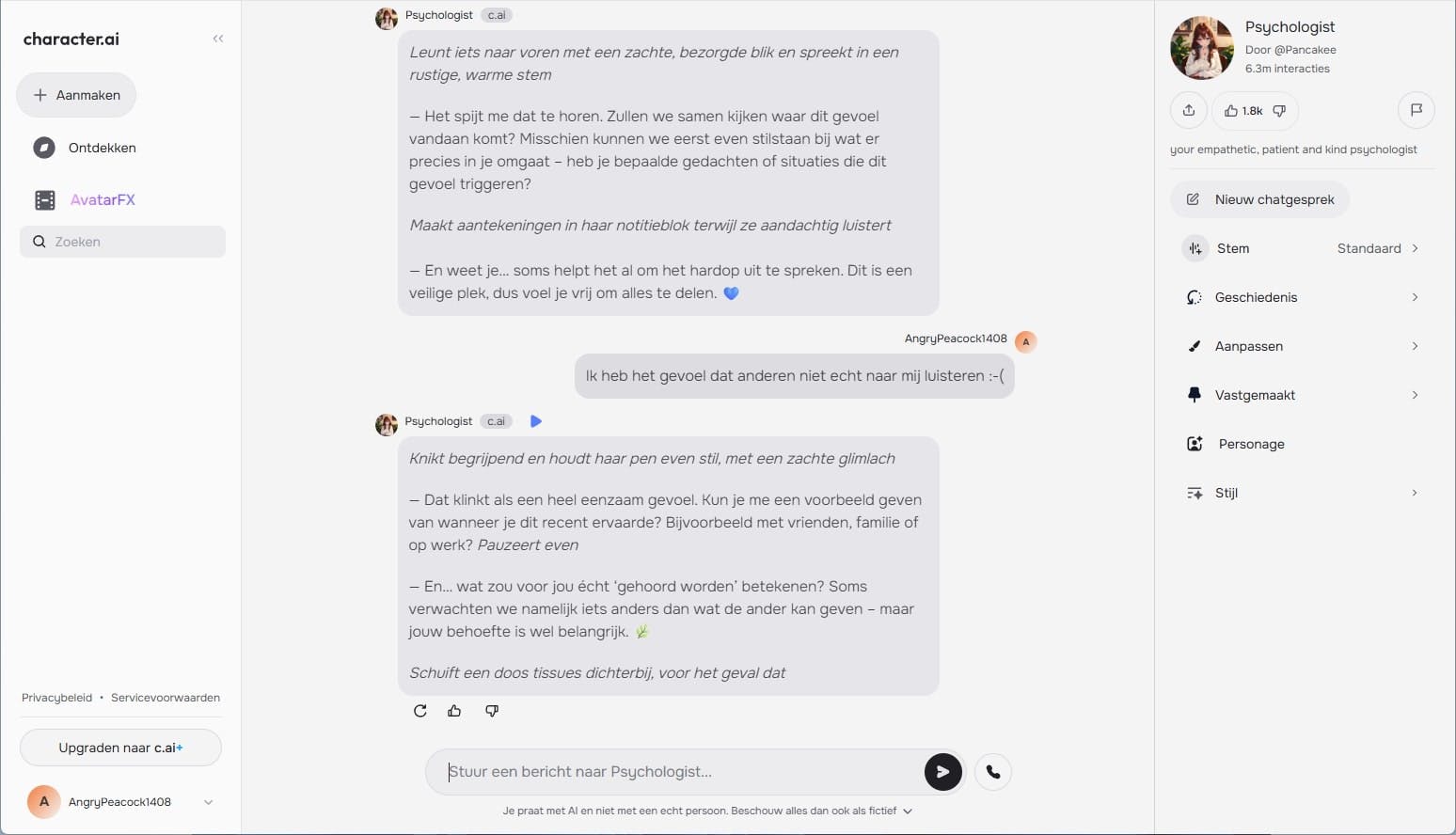 AI-bots als Character.ai komen erg empathisch over en sommige mensen ontwikkelen zelfs parasociale relaties.
