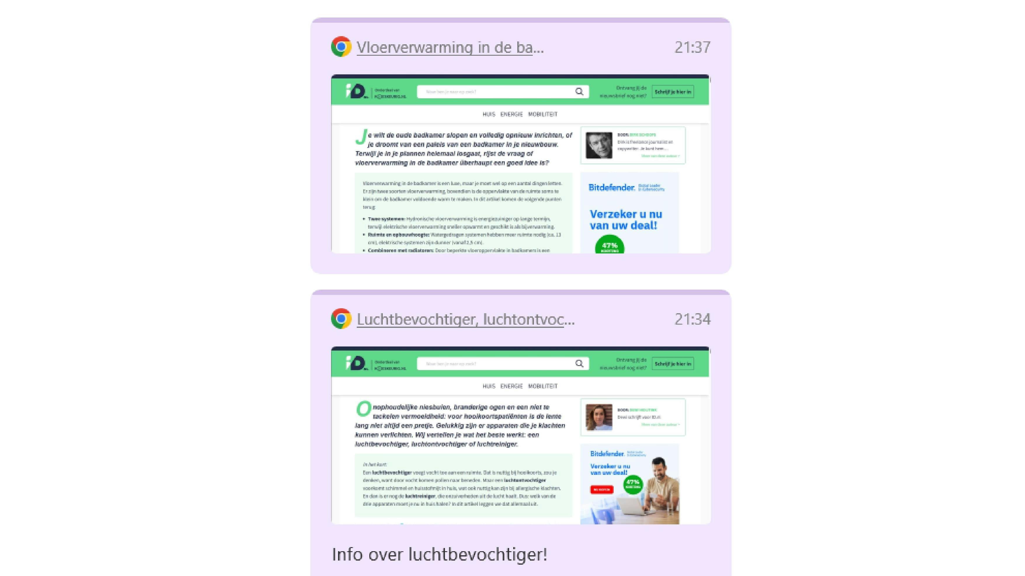 Bovenaan schermafdrukken van webpagina's lees je ook de bronnen.