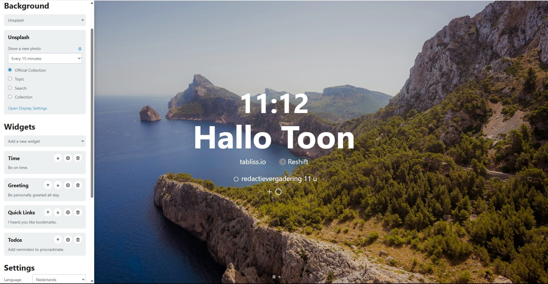 Tabliss: voor wie vooral een eenvoudig en rustig dashboard zoekt.
