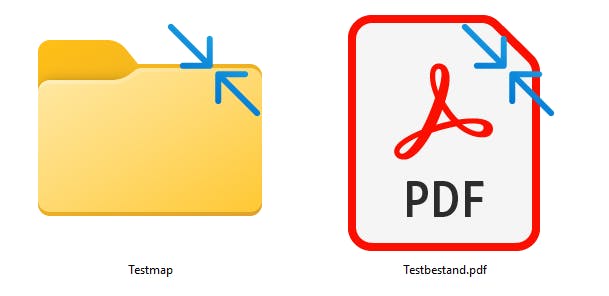 Een gecomprimeerde map herken je aan twee blauwe pijltjes in de rechterbovenhoek.