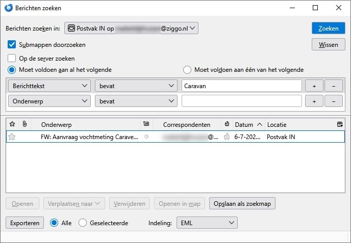 Vind dankzij de slimme zoekfunctie van ImportExportTools NG vlot belangrijke e-mails.