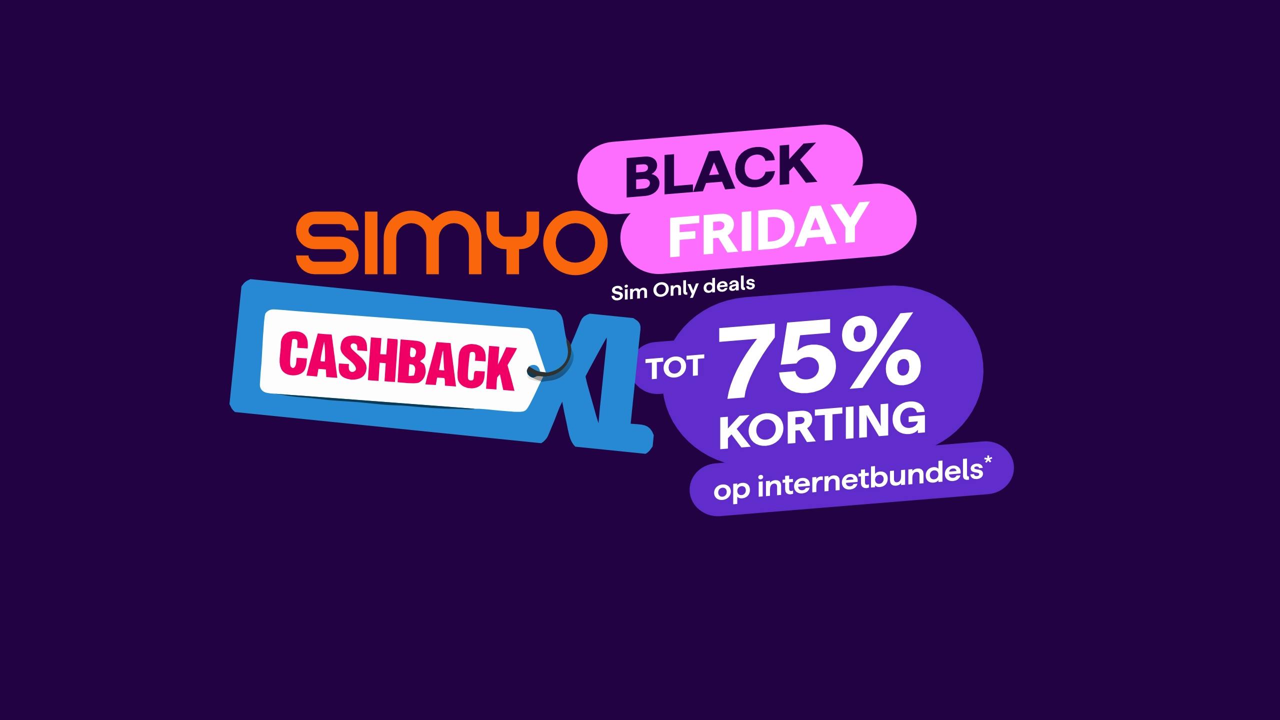 Black Friday bij Simyo: hoge kortingen én tot 40 euro cashback via CashbackXL