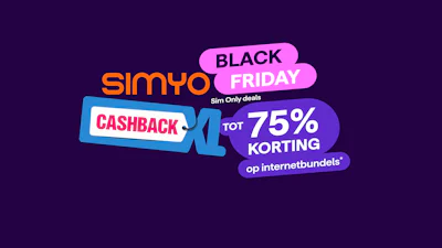 Black Friday bij Simyo: hoge kortingen én tot 40 euro cashback via CashbackXL