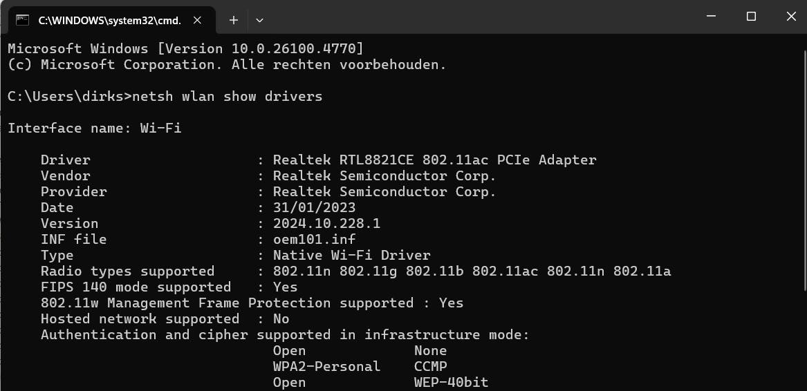 Hier is de wifi-chip Realtek RTL8822CE 802.11ac PCIe-adapter.
